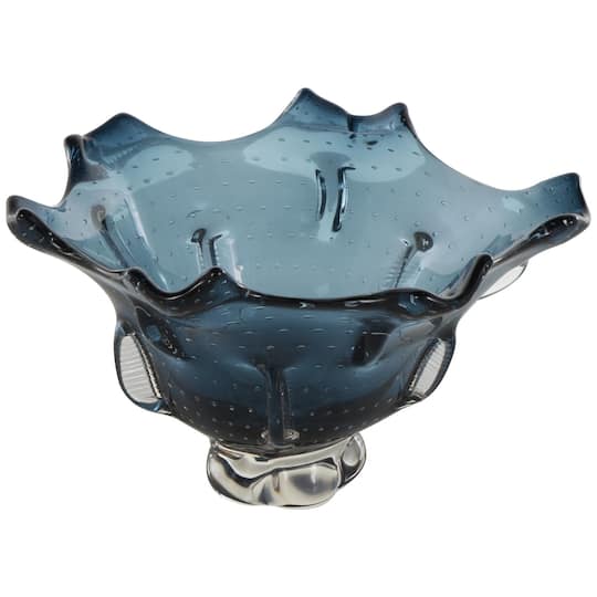 13" Dark Blue Ombre Glass Bowl